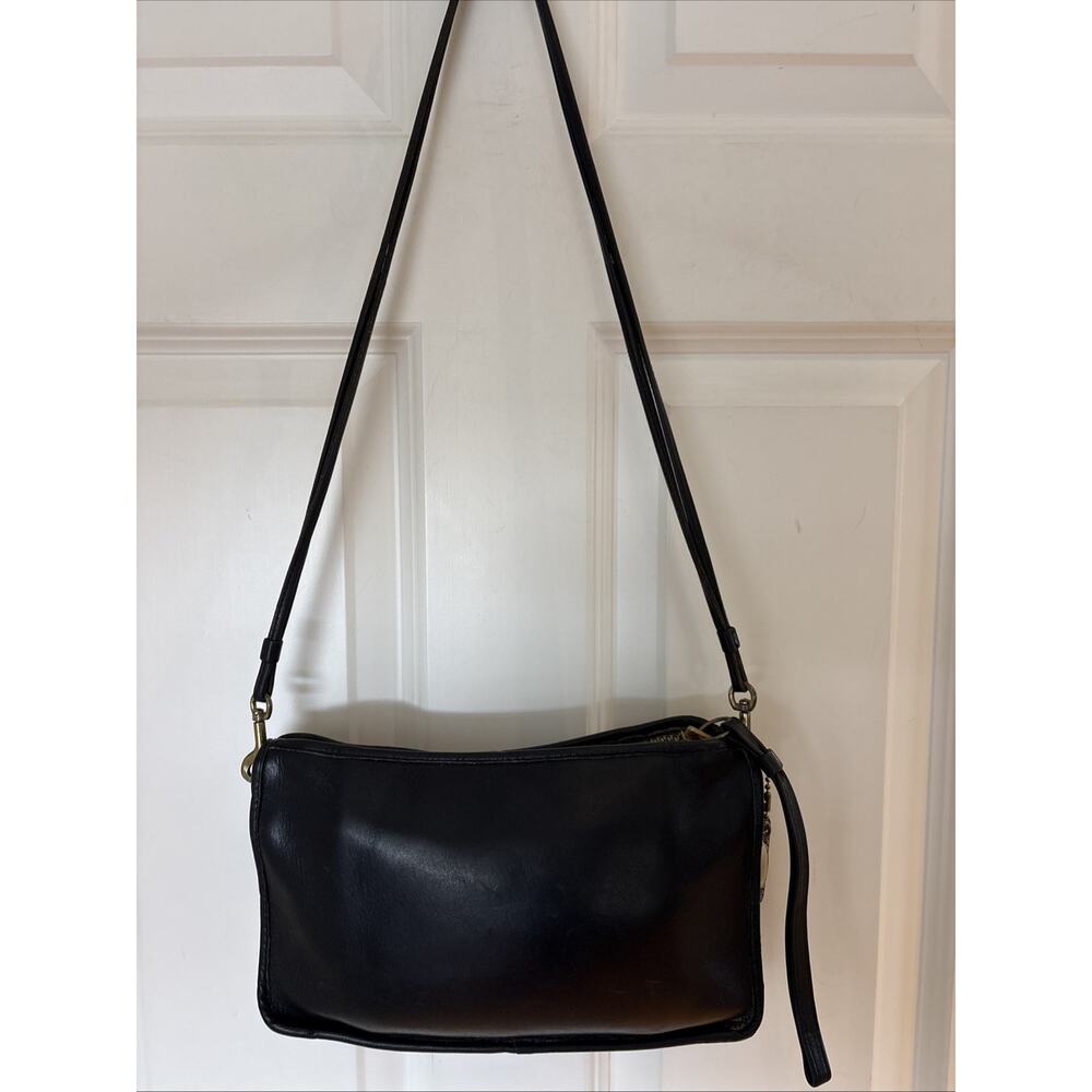 Vintage Coach basic Clutch crossbody Bag remove Double Straps Leather black